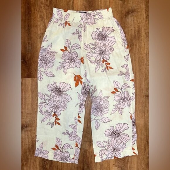 NWOT RACHEL ROY 100% LINEN Wide Leg Elastic Waist Pull on Boho Pants wPockets M - Picture 8 of 11